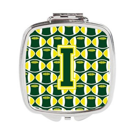 CAROLINES TREASURES Letter I Football Green and Yellow Compact Mirror CJ1075-ISCM